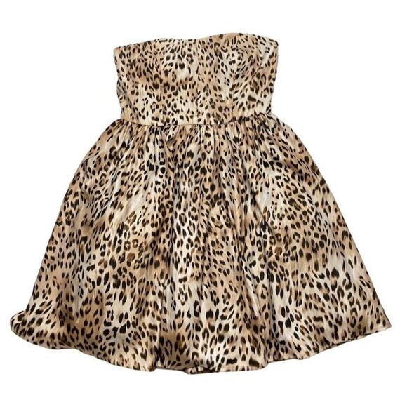 Strapless Animal Leopard Print Dress Sz Medium - Picture 3 of 8